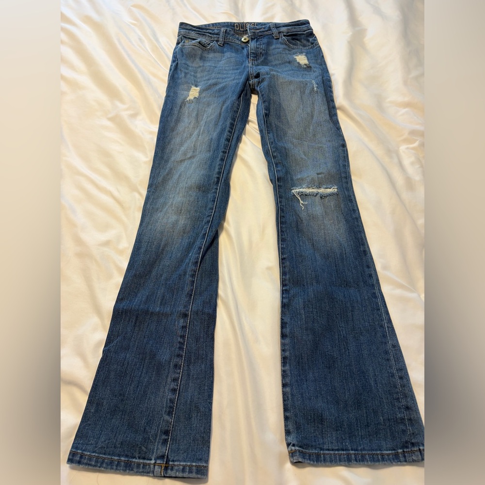 DL1961 Blue Distressed Flare Jeans